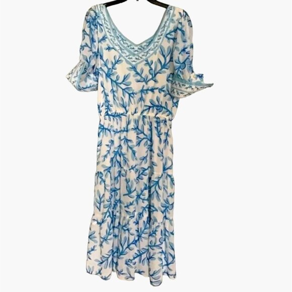 Gretchen Scott Provence Maxi Dress Women's Size Large Weed Whacker Hummingbird H - Picture 1 of 7